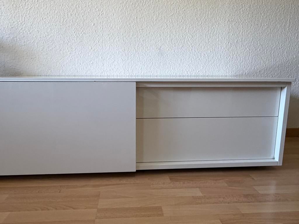Wit tv meubel, Ophalen, Modern design, Gebruikt, 100 tot 150 cm