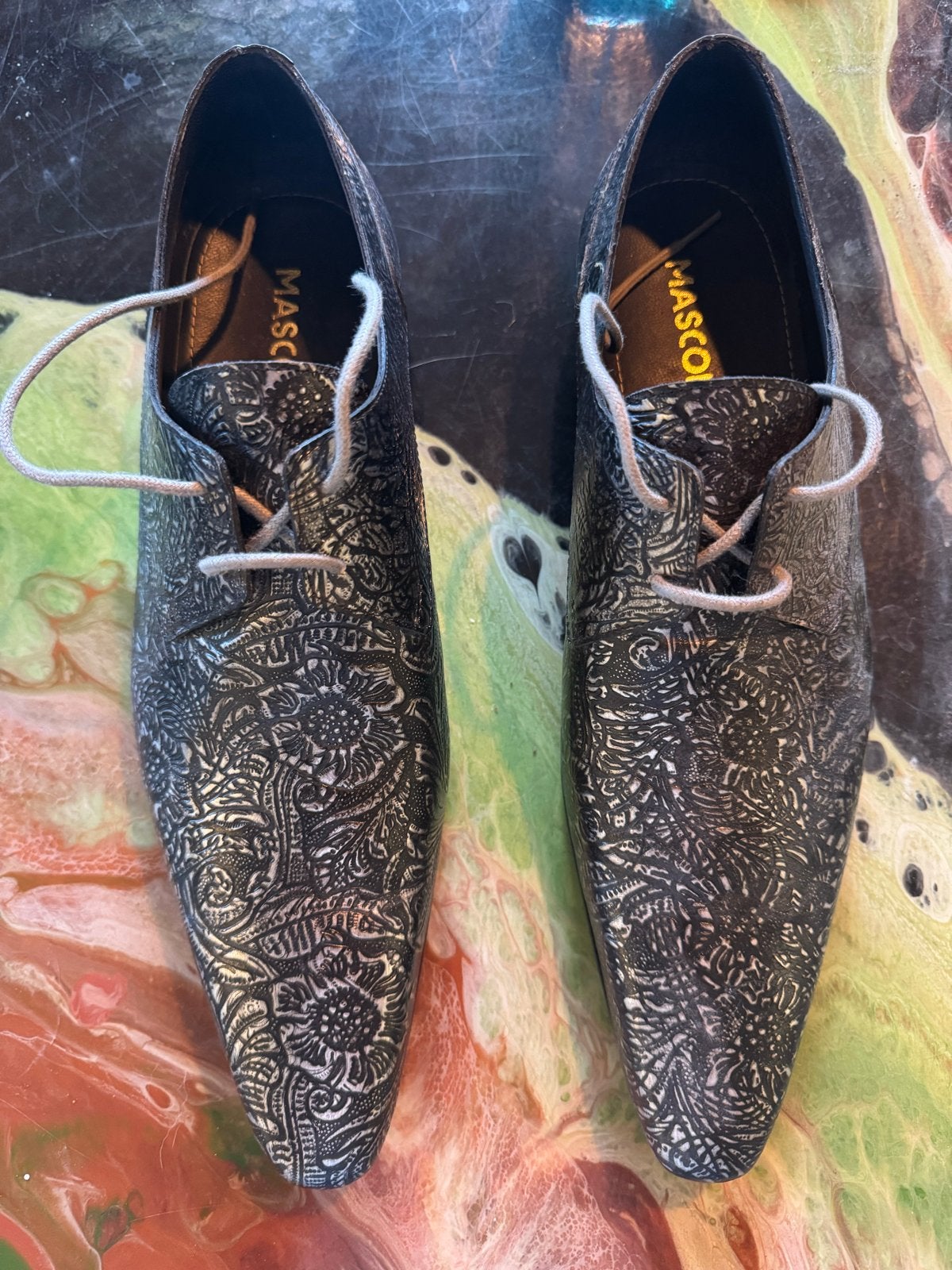 Nieuwe Mascolori Schoenen Zwart/Zilver Maat 42, Ophalen, Zo goed als nieuw, Zwart, Veterschoenen