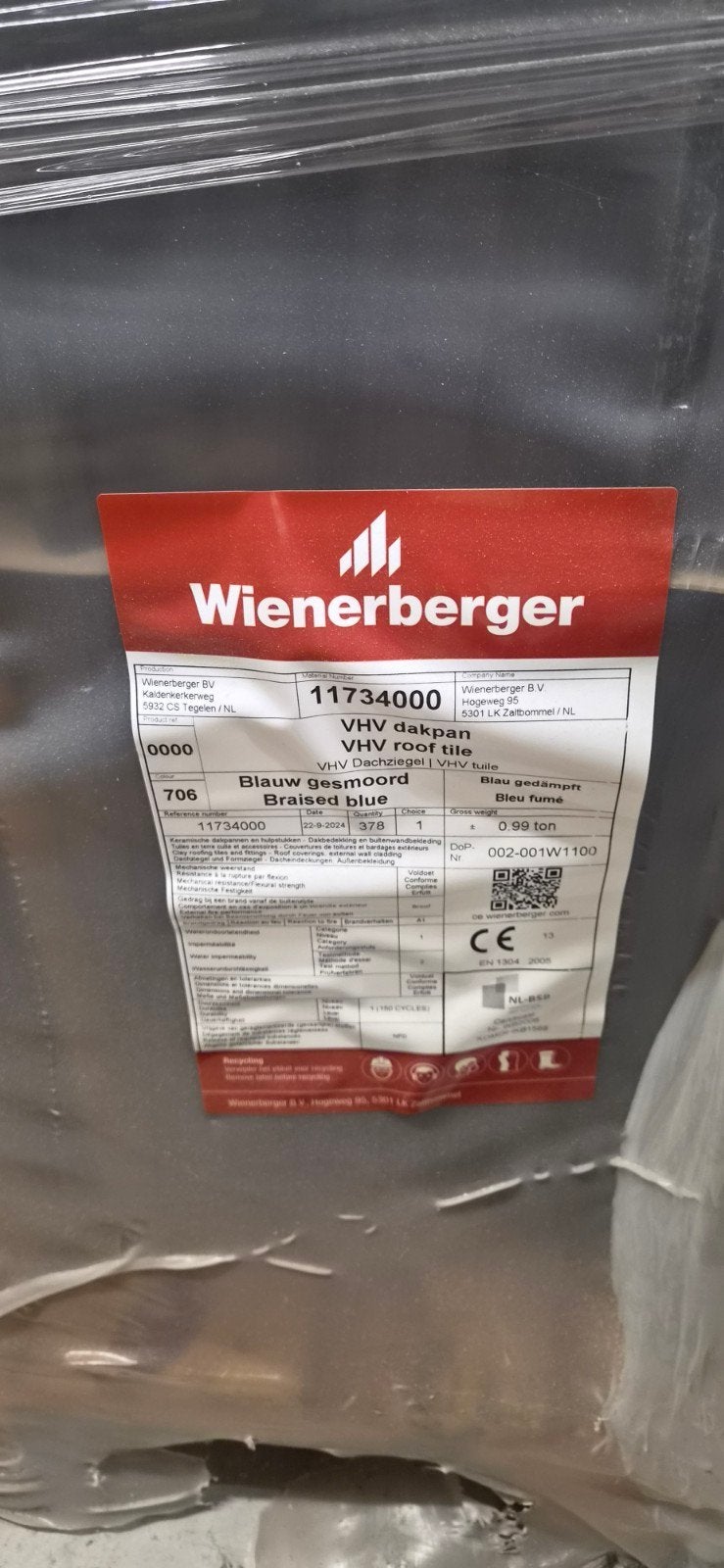 Wienerberger VHV Dakpannen Blauw Gesmoord met Panhaken, Ophalen, Steen of Klei, Blauw, Nieuw
