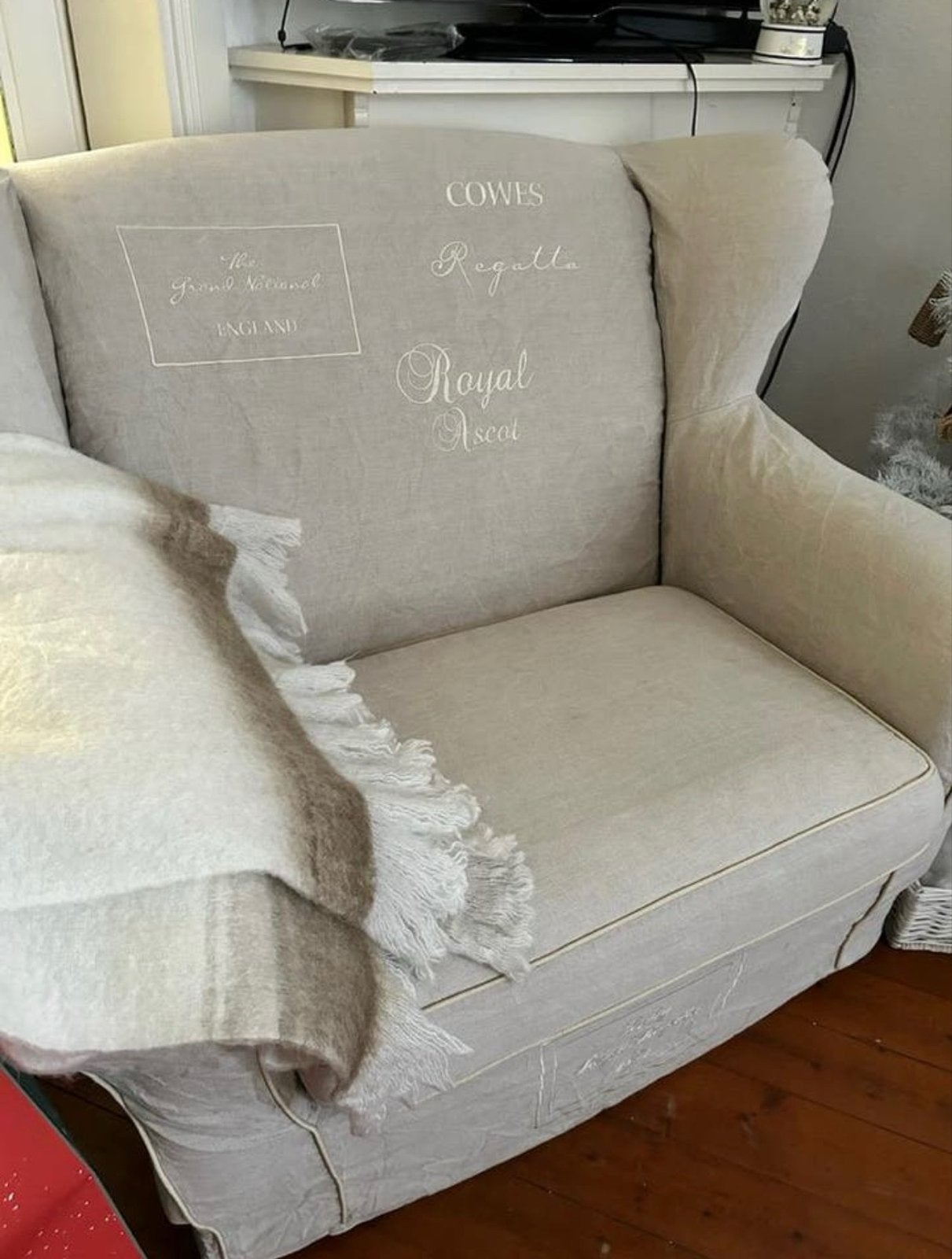 Riviera Maison love seat beige/ bodemprijs!!!, Ophalen, Gebruikt, 75 tot 100 cm, Riviera Maison