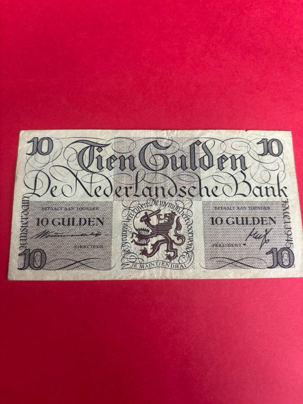 Zeldzaam 10 Gulden biljet 1945 – "Lieftincktientje", Postzegels en Munten, Bankbiljetten | Nederland, Ophalen of Verzenden, 10 gulden