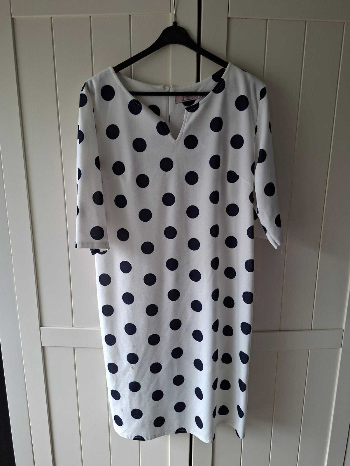 Witte jurk met zwarte stippen - Maat XL, Wit, Maat 46/48 (XL) of groter, Ophalen of Verzenden, Zo goed als nieuw