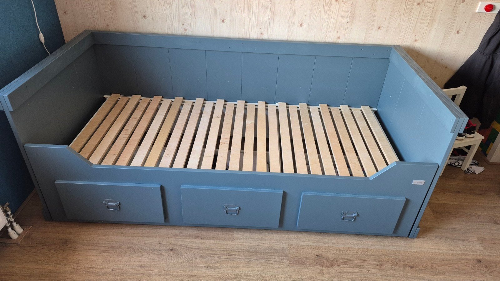 Stoer en degelijk uitschuifbed met lades - Grijs, Ophalen, 90 cm, 200 cm, Grijs