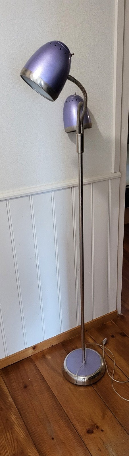 Vintage paarse vloerlamp met twee verstelbare spots, Ophalen, Gebruikt, Vintage, E27 (groot)