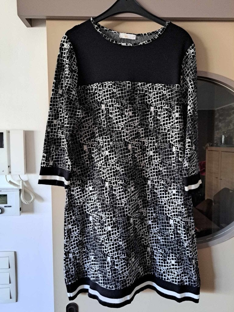 Signe Nature Jurk Zwart Wit Patroon Maat XXL, Signe Nature, Zwart, Maat 46/48 (XL) of groter, Ophalen of Verzenden