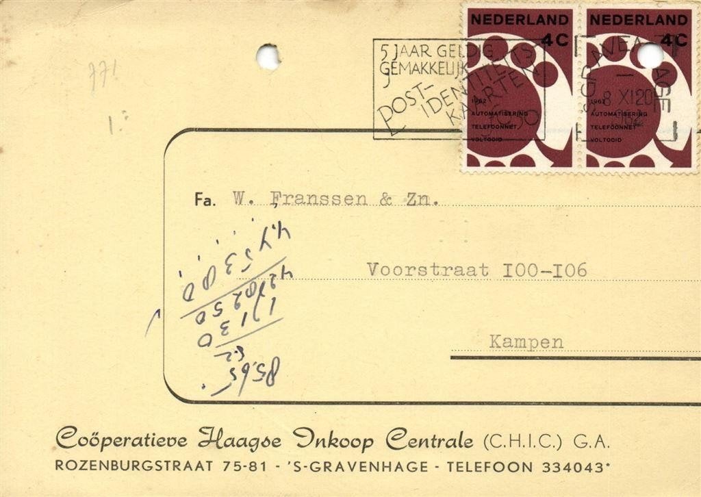 C.H.I.C. G.A. - s-Gravenhage - 11.1962 - briefkaart, Ophalen of Verzenden, Briefkaart