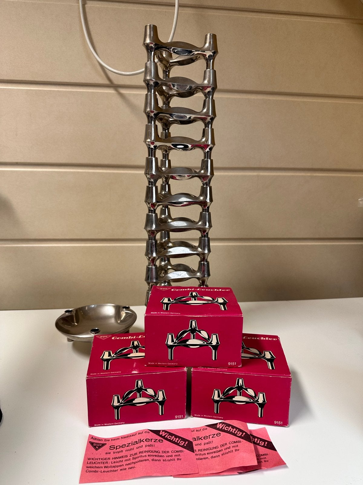 Originele Stoff Nagel BMF Kandelaren Set met Schaal, Ophalen of Verzenden, Overige materialen