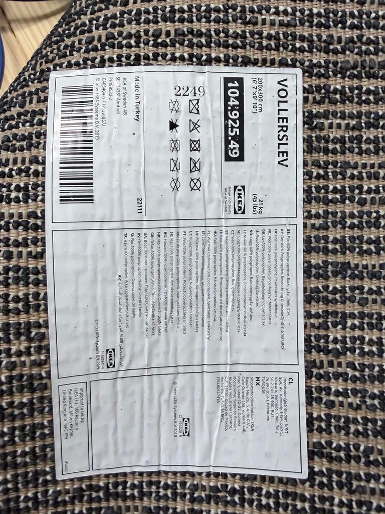 IKEA VOLLERSLEV Hoogpolig Vloerkleed - Donkergrijs (200x300c, Ophalen, Zo goed als nieuw