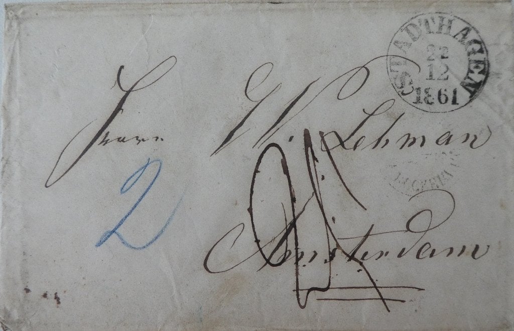 Envelop, 1861, Stadthagen – Amsterdam, Postzegels en Munten, Brieven en Enveloppen | Buitenland, Ophalen of Verzenden, Envelop