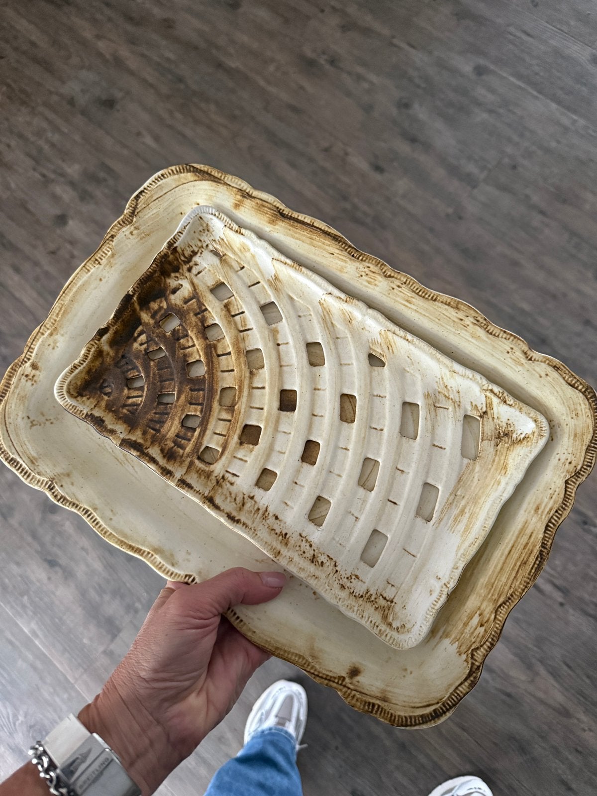 Vintage Longchamp France aspergeservies 6 pers. – compleet, Ophalen of Verzenden