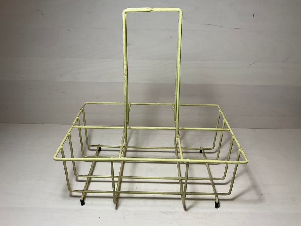 Geel melkflessen mandje van Tomado in goede staat, Huis en Inrichting, Woonaccessoires | Wijnrekken, Gebruikt, Minder dan 50 cm