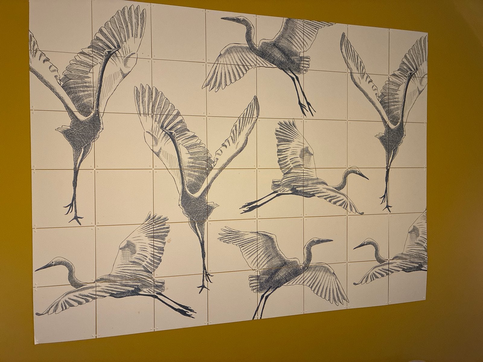 Ixxi kraanvogels wanddecoratie 160x120 cm, Huis en Inrichting, Meerkleurig, Ophalen of Verzenden, Zo goed als nieuw, Wandbord of Wandpaneel
