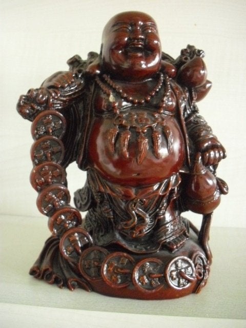 Zwaar rood-lak Boeddha-Beeld, Ophalen, Gebruikt, 18 cm, Kunststof