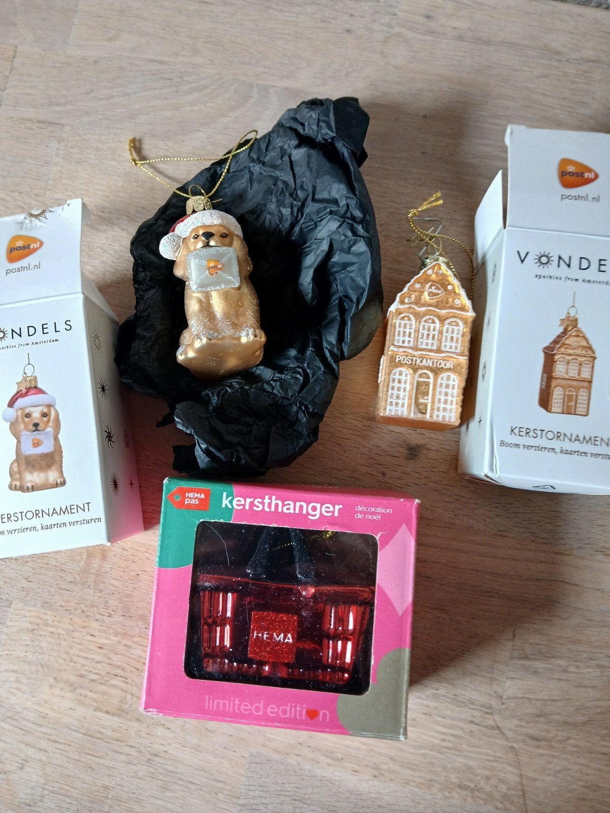2 vondels kerstornamenten en hema kerstbal, Ophalen of Verzenden, Gebruikt
