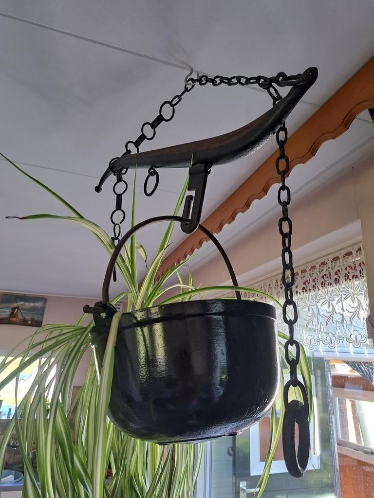 Planten hanger smeedwerk met hout, Ophalen, Gebruikt, Minder dan 30 cm, Rond