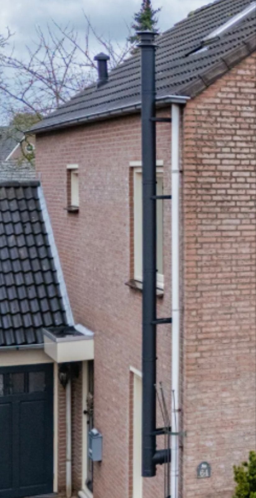 Zwarte gepoedercoat RVS dubbenwandige kachelpijp, Ophalen, Gebruikt, Overige typen, Minder dan 60 cm