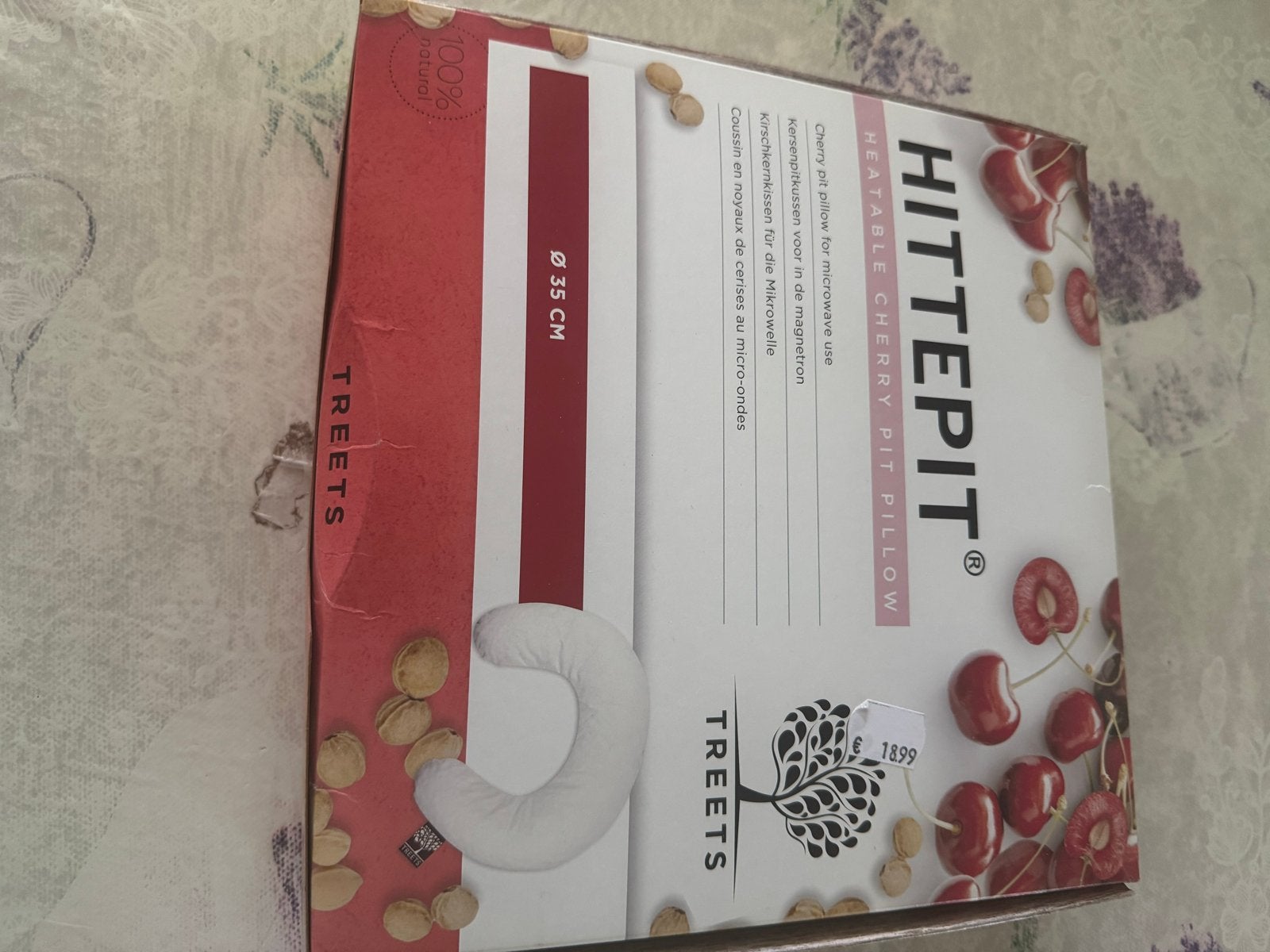 Hittepit kersenpitkussen Ø 35 cm - Treets, Ophalen of Verzenden, Nieuw, Wit, Textiel
