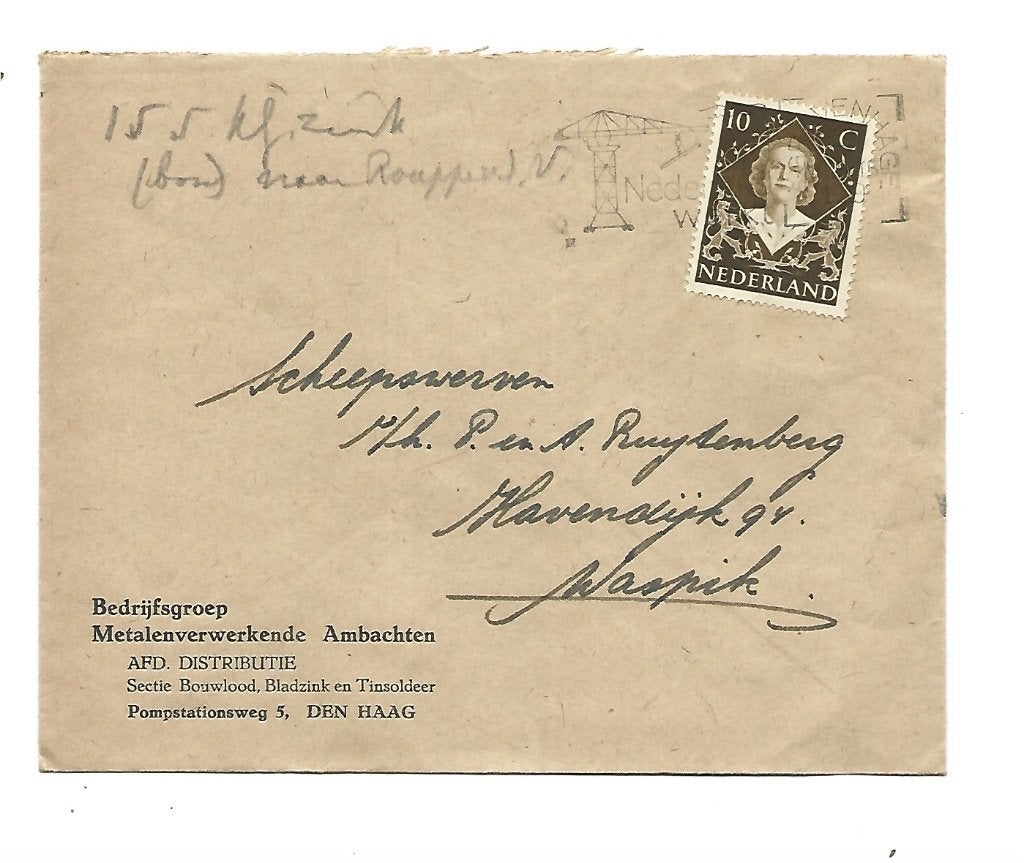 Den Haag-Bedrijfsgroep Metalenverwerkende Ambachten -Waspik, Verzenden, Briefkaart
