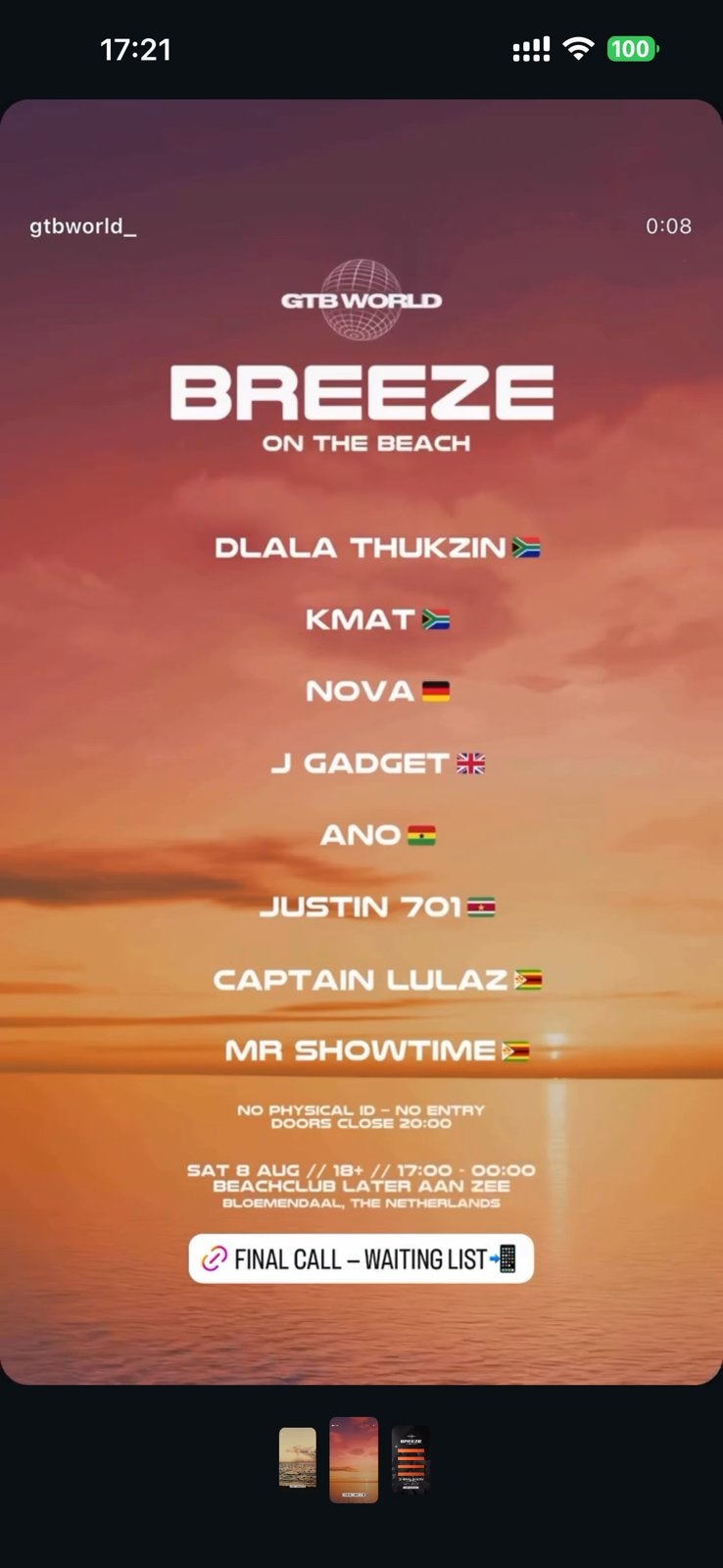 5 x Breeze on de beach saturday 8 augustus, Tickets en Kaartjes, Drie personen of meer