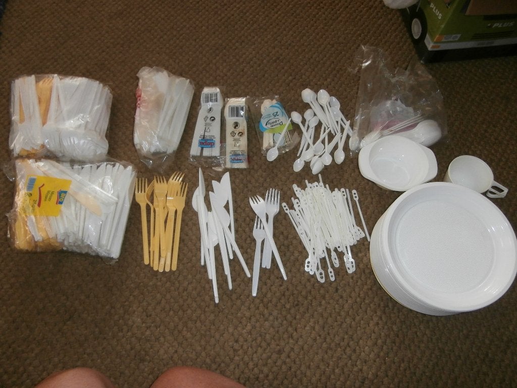feest plastic bestek borden vorken lepels bekers vork lepel, Ophalen of Verzenden, Zo goed als nieuw, Overige typen, Overige