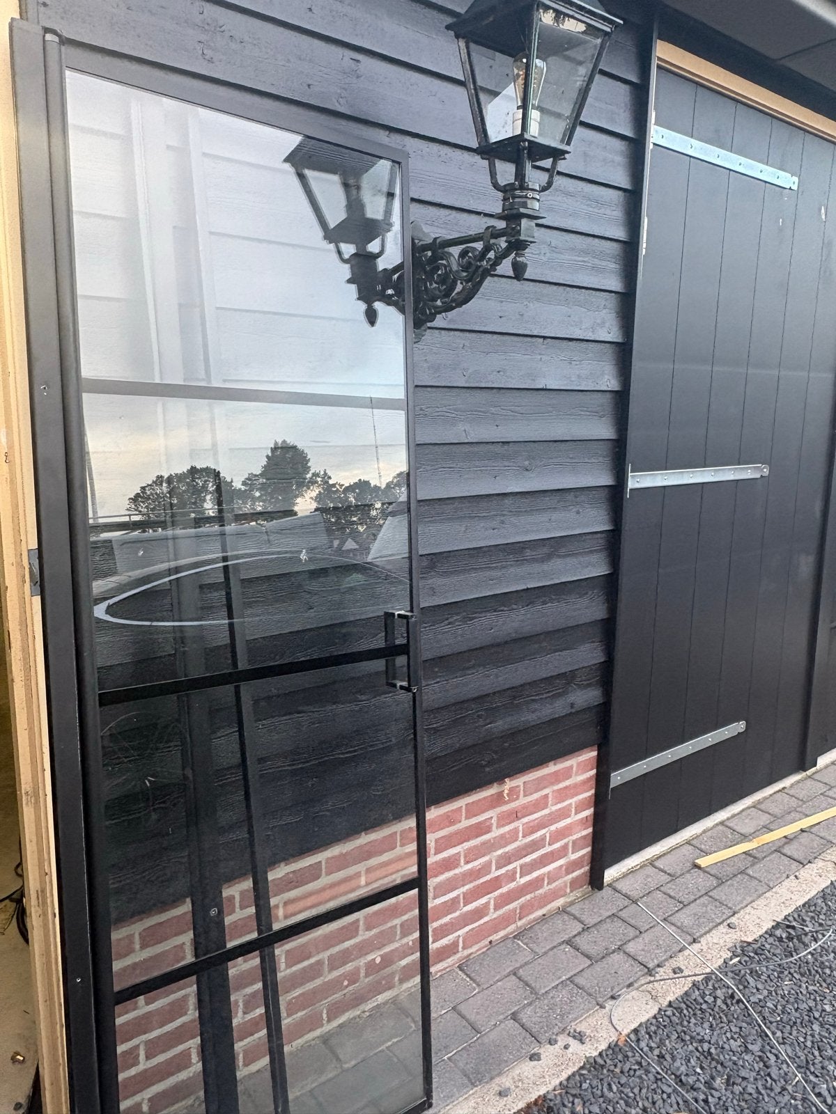 Stalen douchedeur met glas, Ophalen, 80 tot 100 cm, Overige typen, 200 tot 215 cm