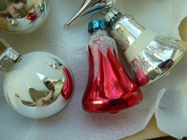 lot kerstballen zilver kleur en rood, Ophalen of Verzenden, Gebruikt