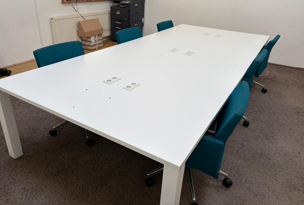 Witte vergadertafel met stoelen | 360 x 160, Ophalen, Overige typen, Antiek, Zo goed als nieuw