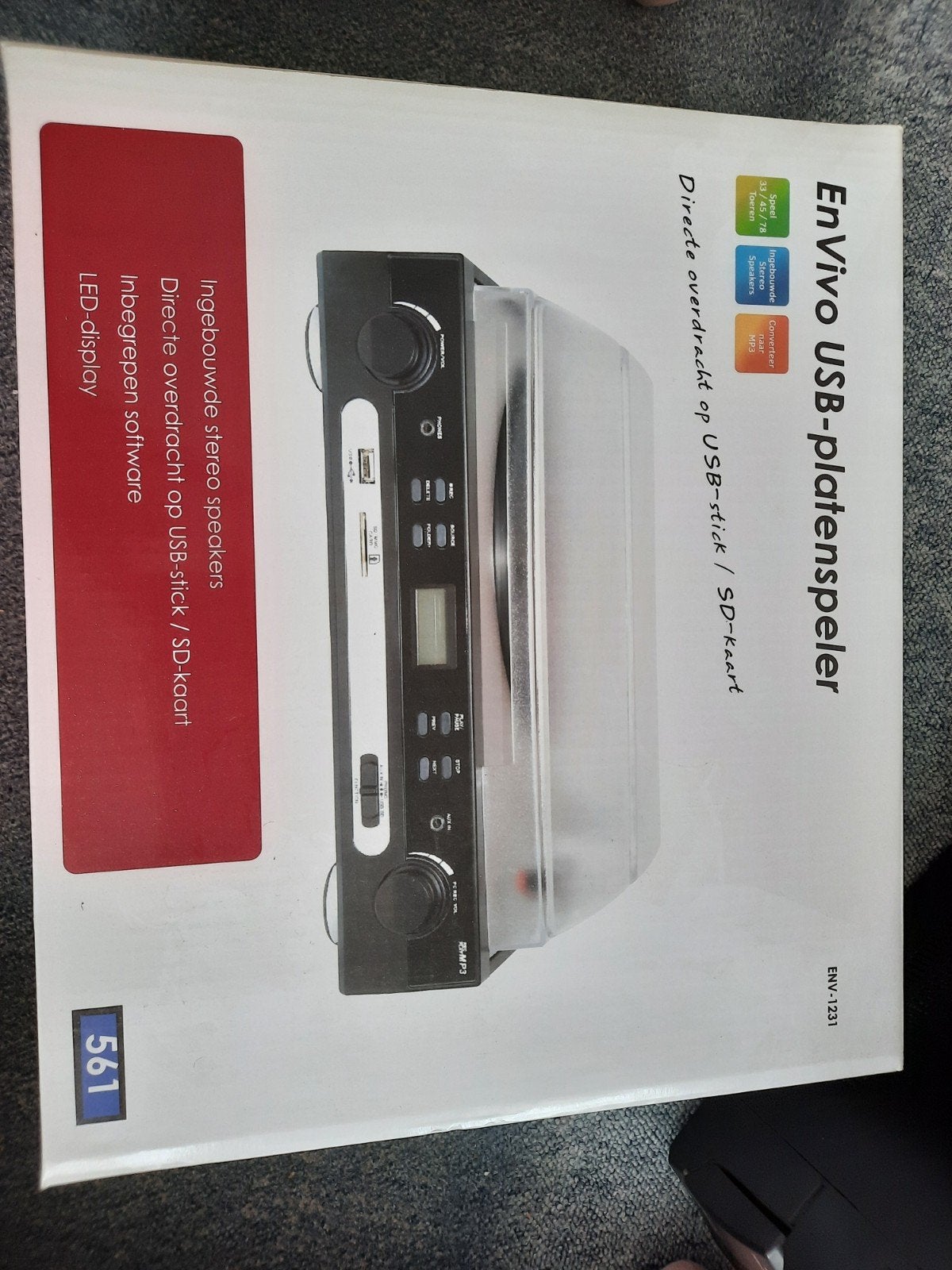 EnVivo USB-platenspeler met ingebouwde speakers, Audio, Tv en Foto, Platenspelers, Overige merken, Nieuw, Ophalen of Verzenden