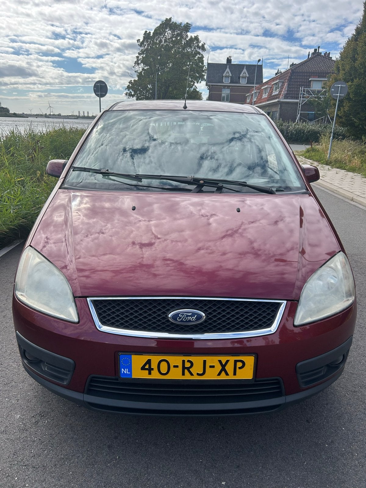 Ford C-Max 1.6 74KW 2005 Rood, Auto's, Voorwielaandrijving, 1596 cc, Stof, Zwart