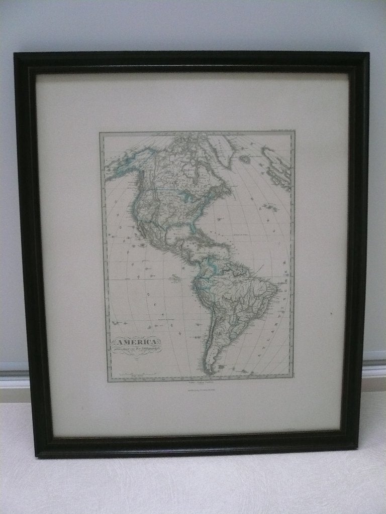 Oude tekening kaart Amerika van 1868 door F.v. Stülpnagel, Antiek en Kunst, Kunst | Tekeningen en Foto's, Ophalen, Kaart, Overige technieken