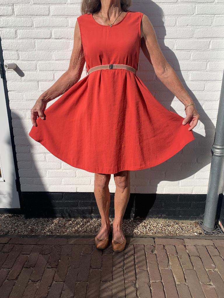 chique warm-oranje jurk merk la Fée Maraboutée maat 36, Kleding | Dames, Maat 38/40 (M), La Fee Maraboutee, Oranje, Ophalen of Verzenden
