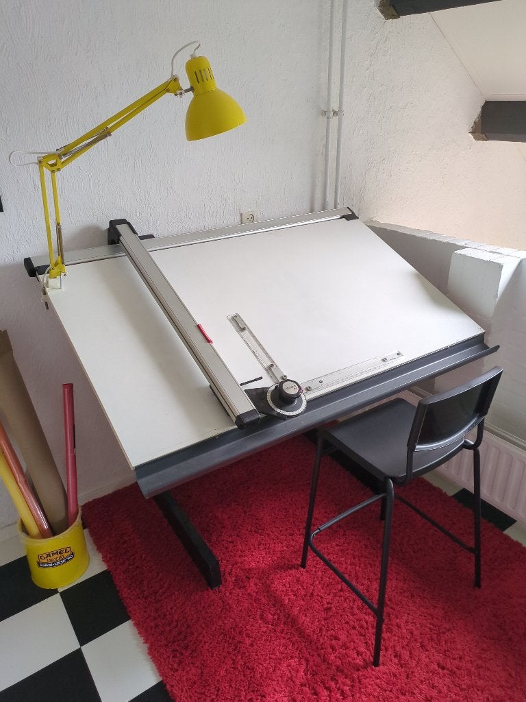 Neolt tekentafel 140 x 80 cm met GS-tekenliniaal, Doe-het-zelf en Verbouw, Ophalen, Gebruikt, 130 tot 150 cm