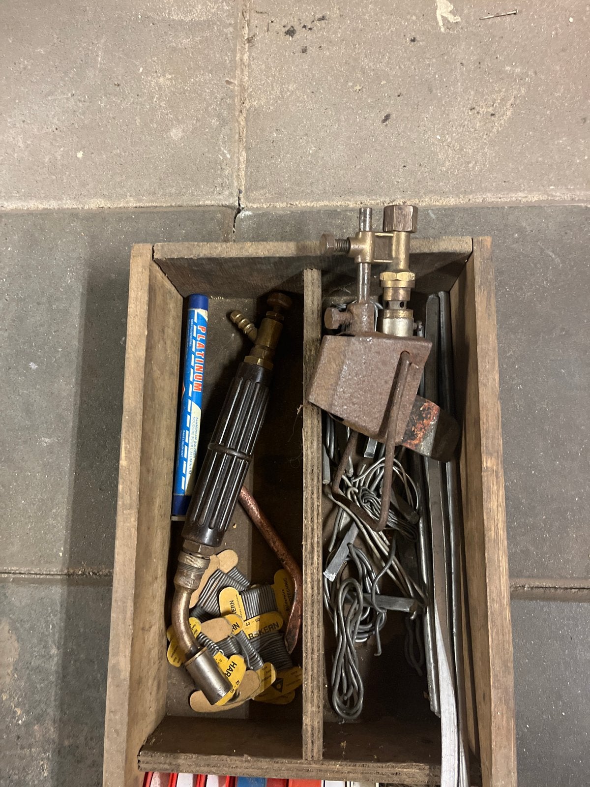 Lasapparaat onderdelen en toebehoren in houten kist, Ophalen of Verzenden, Gebruikt, Minder dan 150 ampère, Overige typen