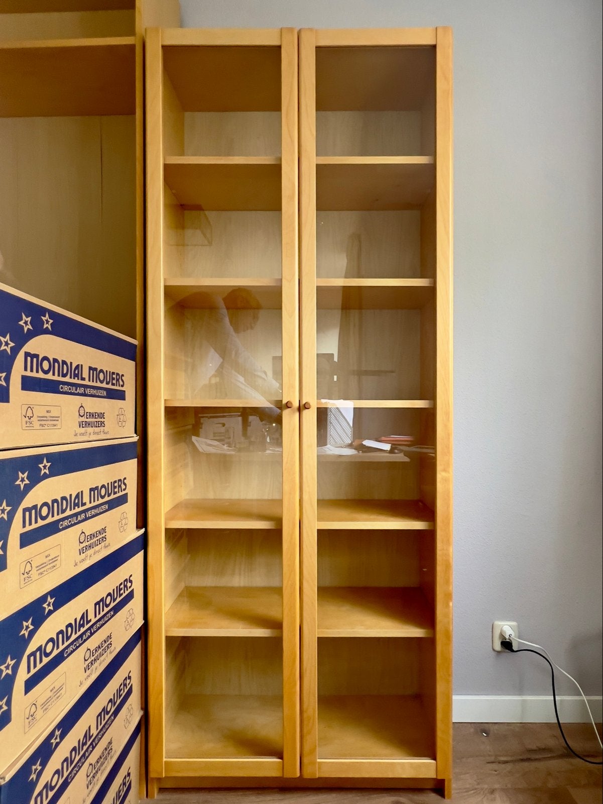 IKEA Billy vitrinekast met glazen deuren, Ophalen, Gebruikt, 200 cm of meer, 50 tot 100 cm