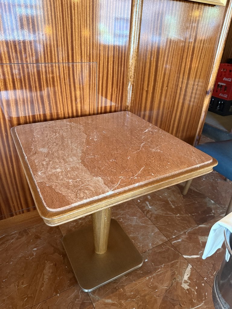 Luxe vierkante tafels met rood marmeren blad, Ophalen, 50 tot 100 cm, Vierkant, Tot twee personen