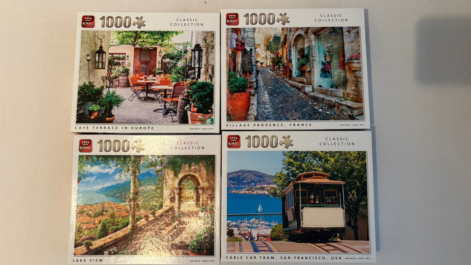4 King puzzels, Ophalen of Verzenden, 500 t/m 1500 stukjes, Zo goed als nieuw, Legpuzzel