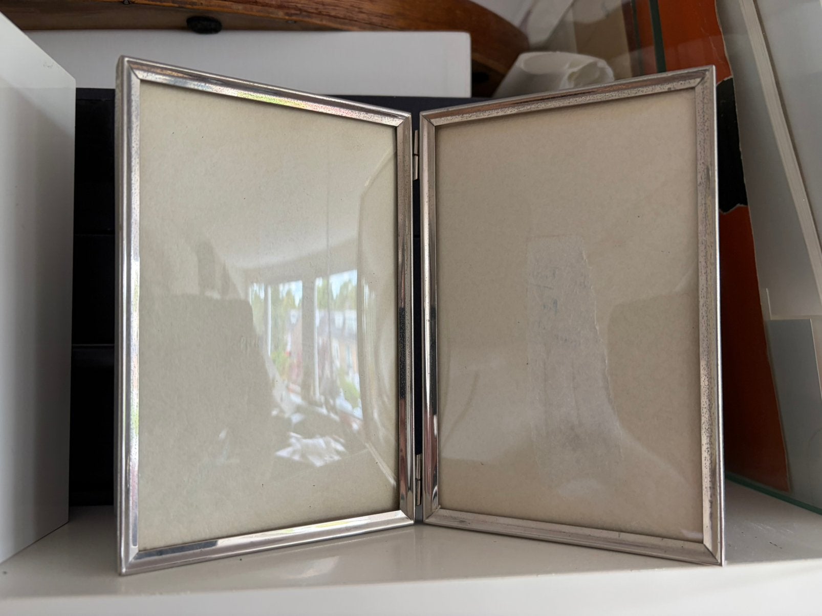 Dubbel fotolijst met bolle glazen, Ophalen of Verzenden