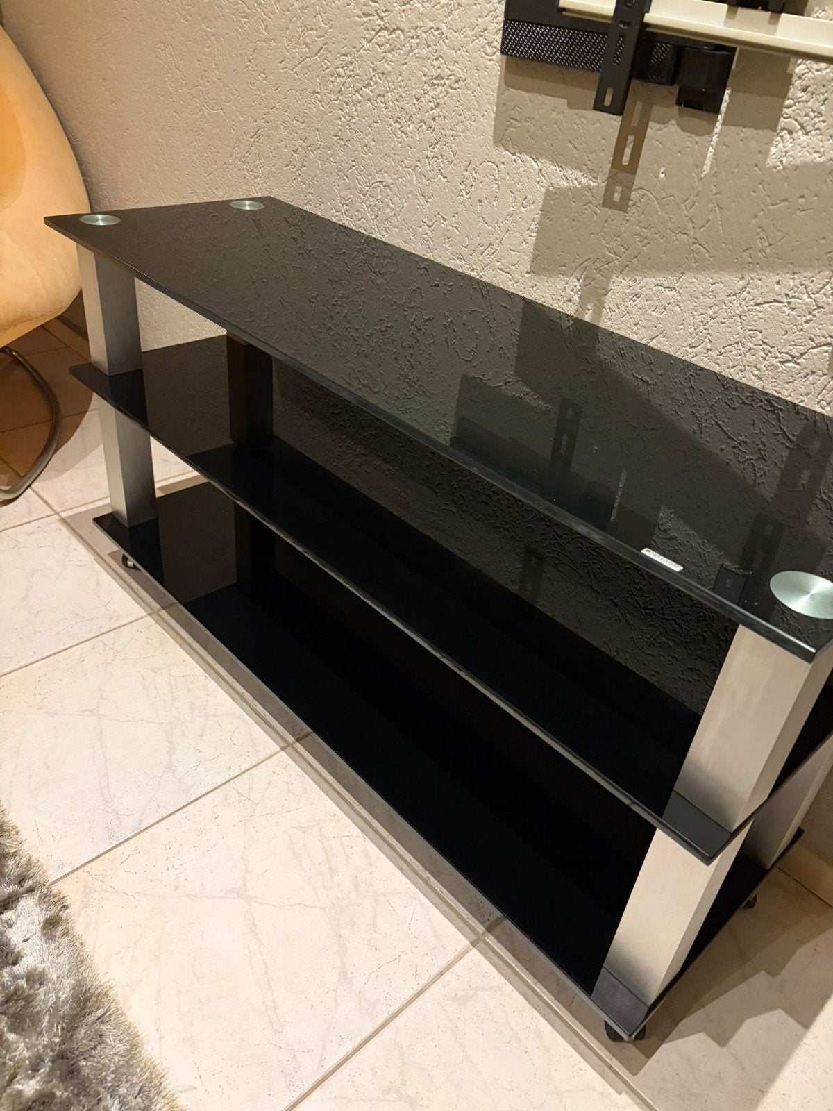 TV meubel zwart glas, Ophalen, Minder dan 100 cm, 25 tot 50 cm, Glas