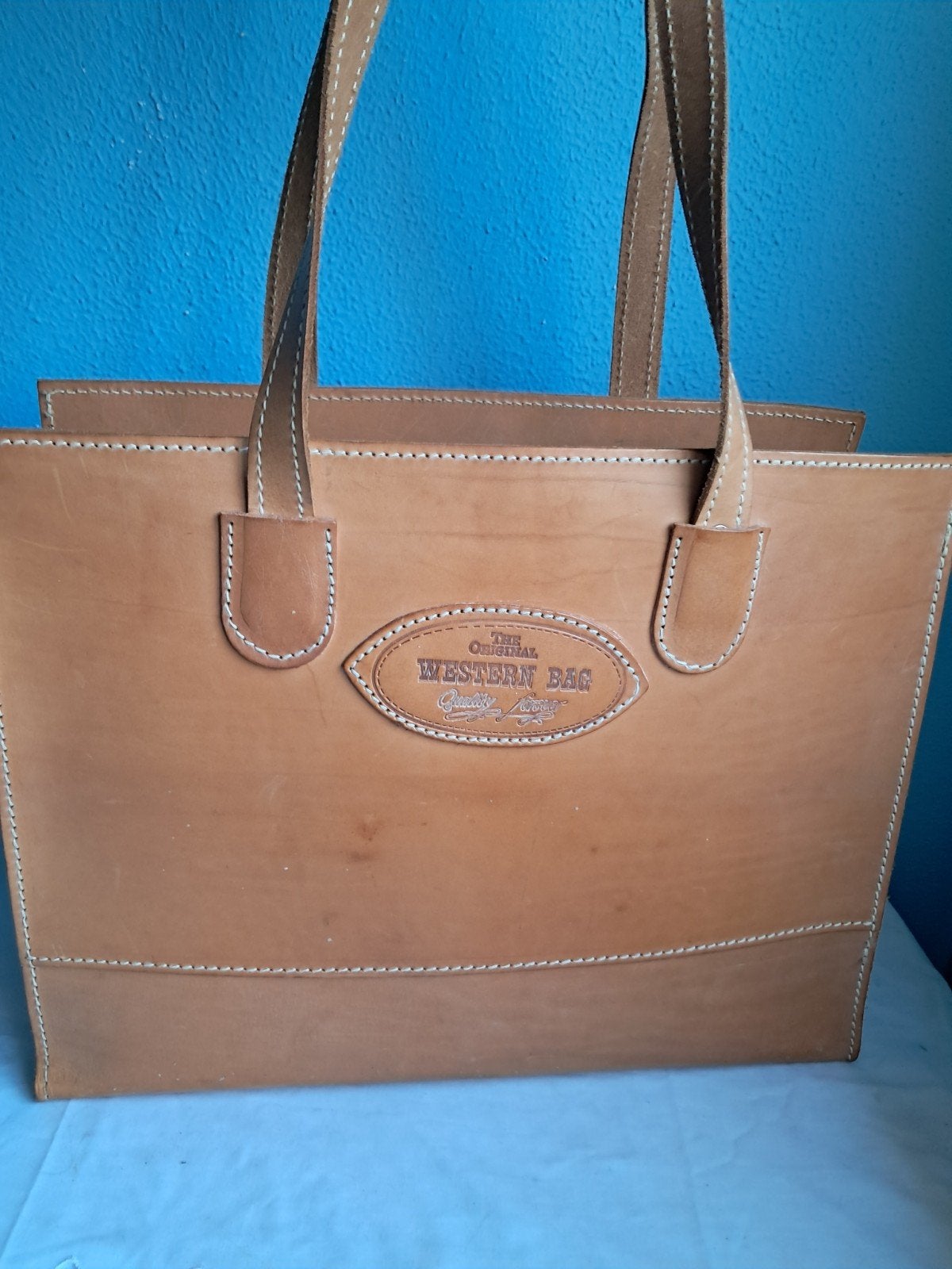 Klassieke vintage leren schoudertas., Ophalen of Verzenden, Leer