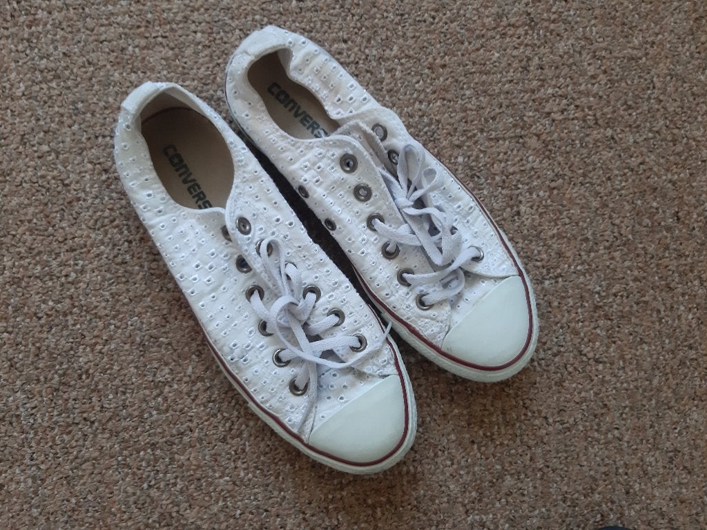 witte gympen / sneakers broderie All Stars Converce maat 40, Ophalen, Wit, Converse All Stars, Sneakers of Gympen
