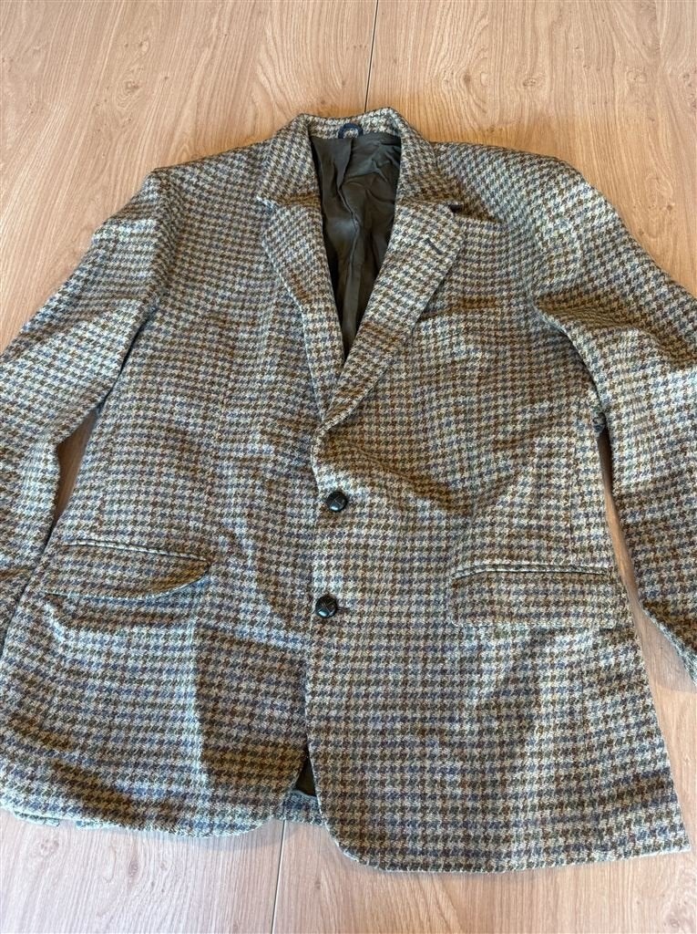 vintage harris tweed herenjas maat xl gevoerd met schoudervu, Ophalen of Verzenden, Zo goed als nieuw, Maat 56/58 (XL), Bruin