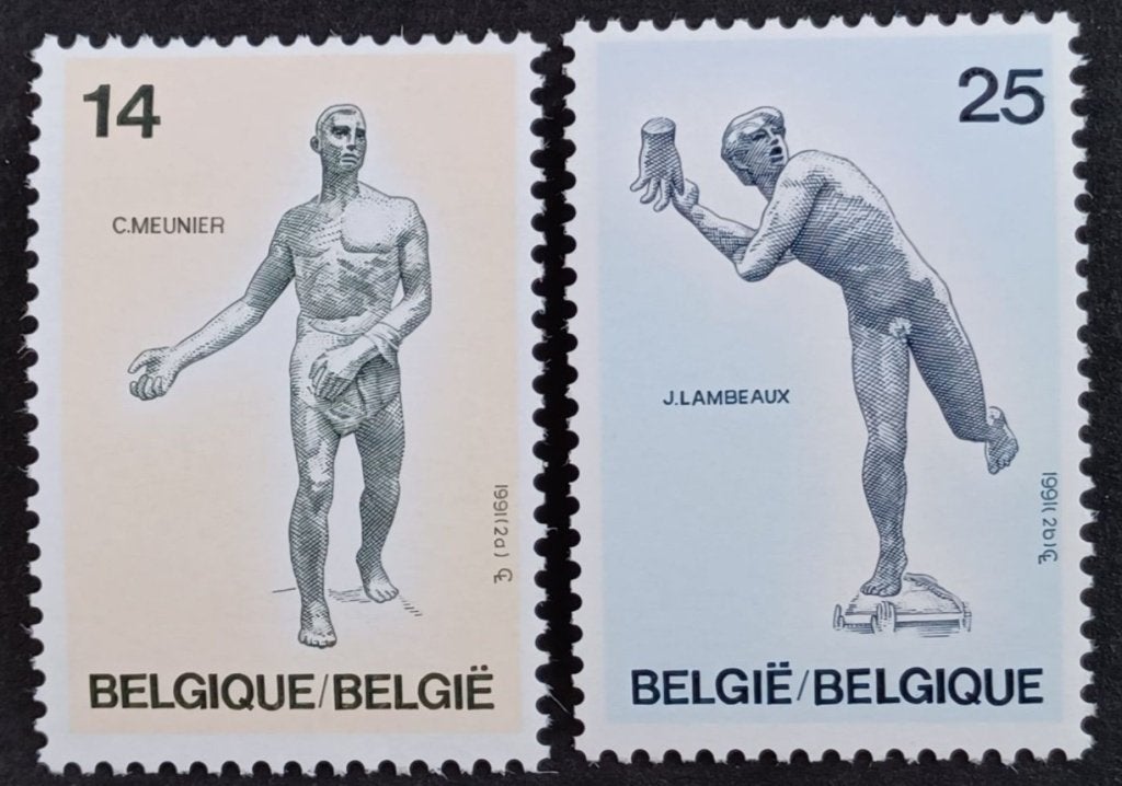 België 1991 - OBP 2400-2401 - Sculpturen uit de 19e eeuw, Verzenden, Postfris, Postfris, Kunst
