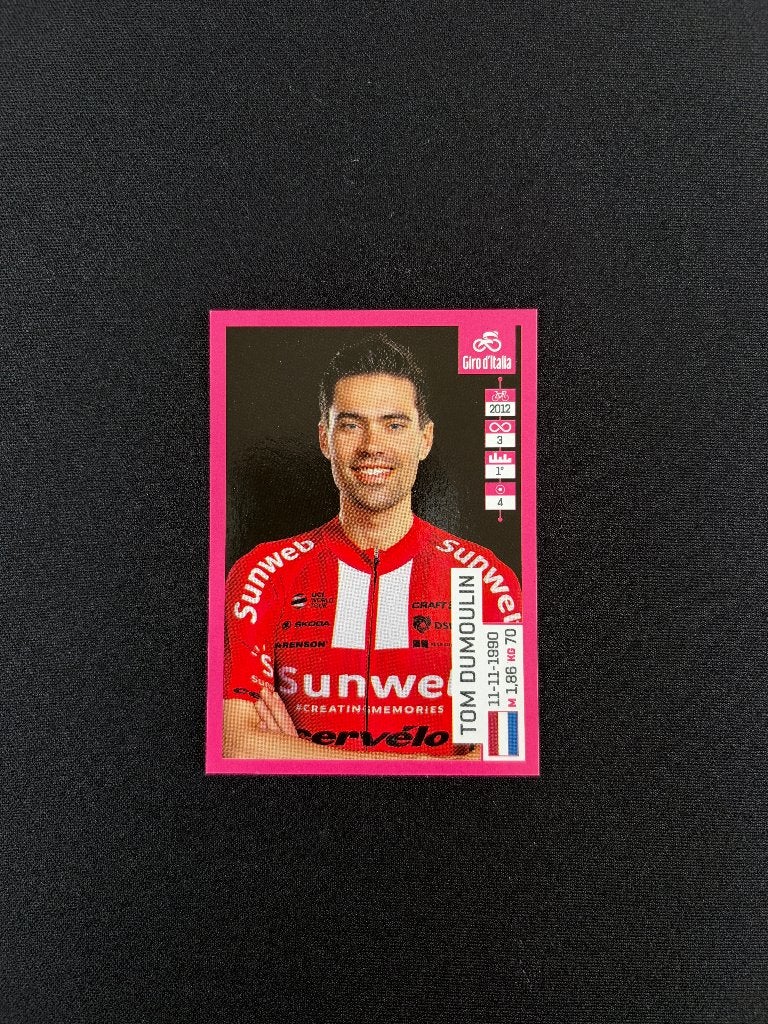Tom Dumoulin Panini 102 Giro d'Italia 2019 Sticker Sunweb, Verzenden, Zo goed als nieuw, Overige sporten, Poster, Plaatje of Sticker