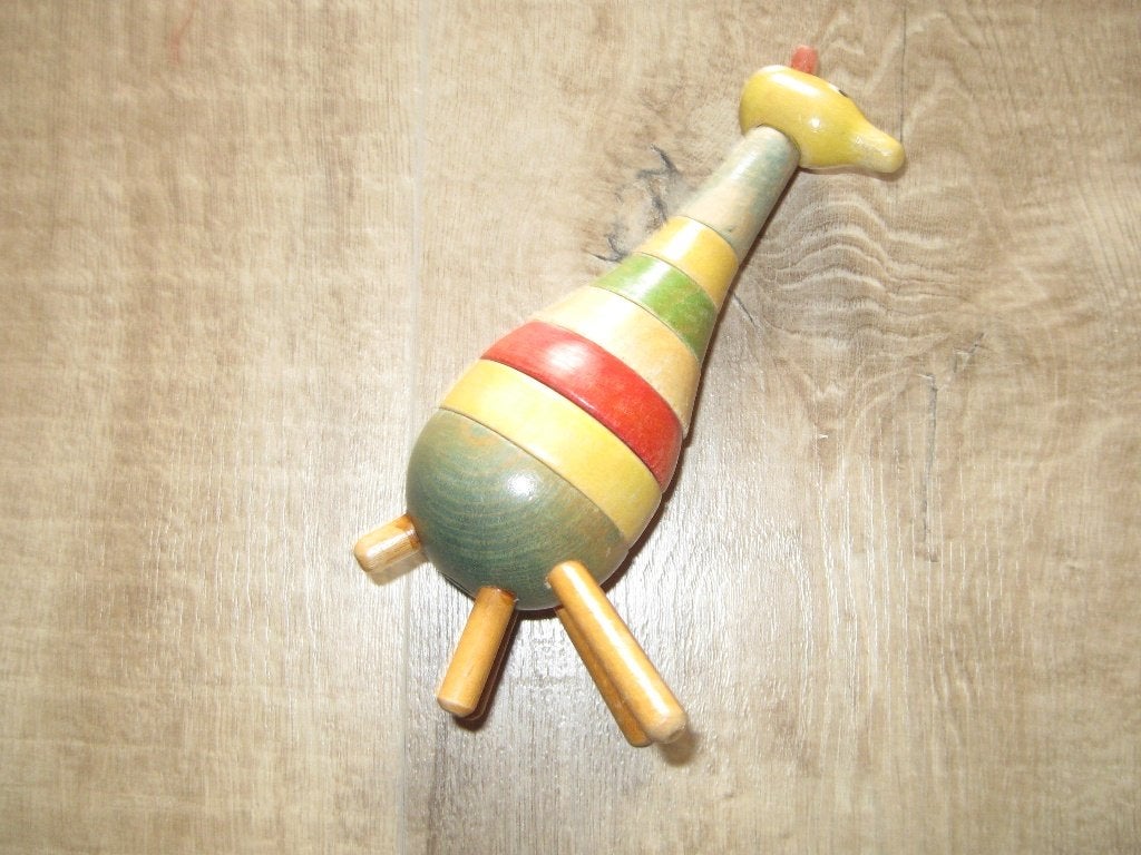 oude houten giraffe van stapel ringen, Ophalen of Verzenden, Gebruikt, Overige typen