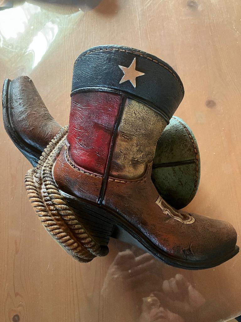keramiek westernlaarsjes, Tuin en Terras, Rond, Ophalen of Verzenden, Aardewerk, Binnen