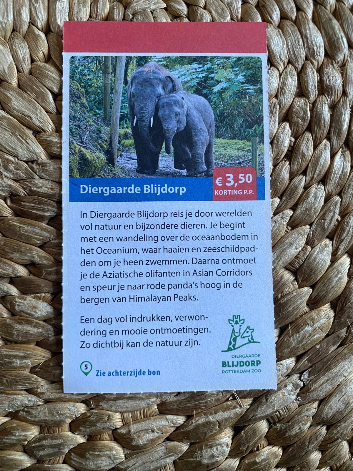 Diergarde Blijdorp 3,50 p p korting, Drie personen of meer, Kortingsbon, Overige typen