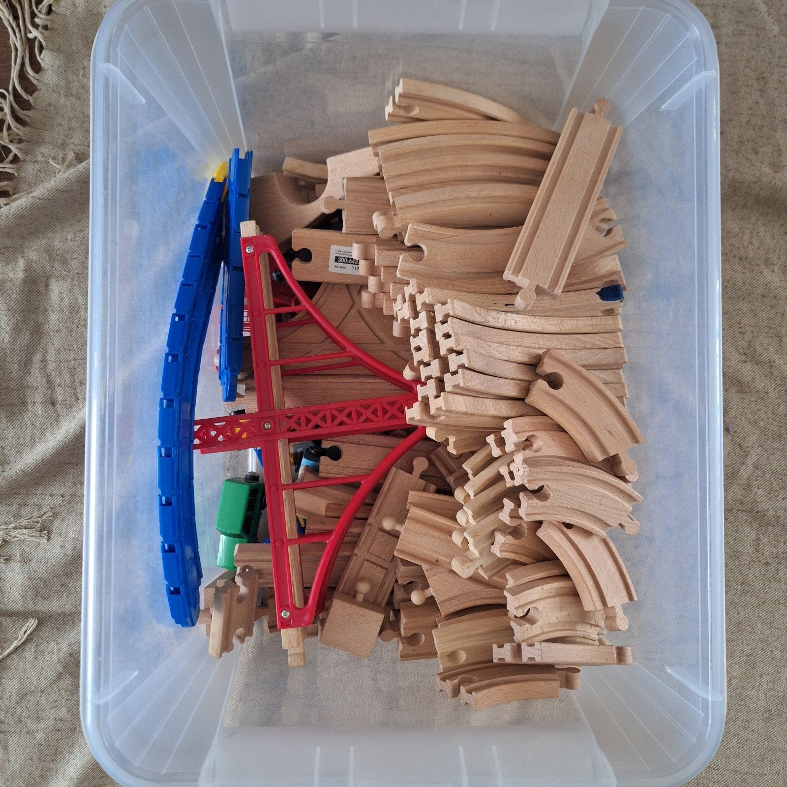Grote set houten treinrails met accessoires, Ophalen of Verzenden, Gebruikt, Overige typen