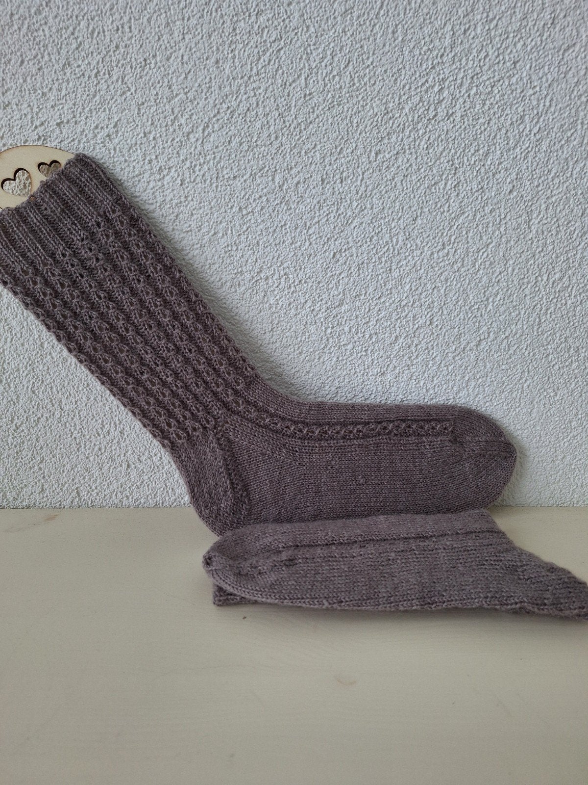 Handgebreide wollen dames sokken - Maat 38/39, Sokken en Kniesokken, Bruin, Maat 35 t/m 38, Nieuw