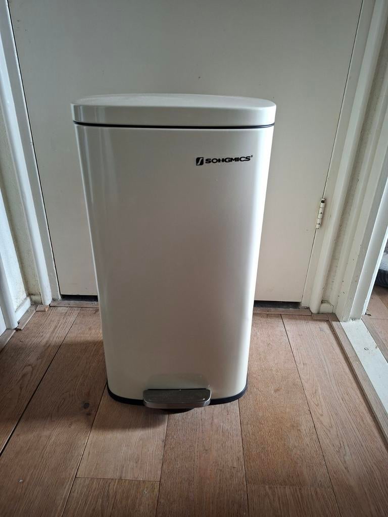 Songmics Pedaalemmer - Crème, Ophalen, Met pedaal, Nieuw, 20 tot 30 liter