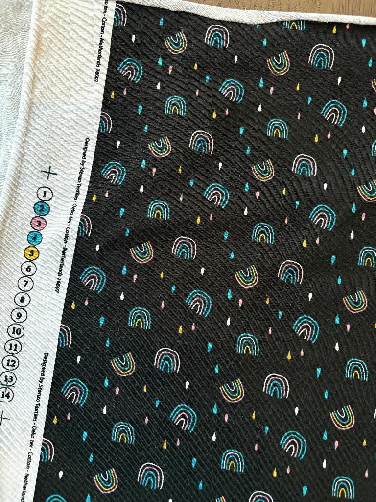 2x tricot Stenzo zwart met regenboog en druppels (58a), 120 cm of meer, Zwart, Nieuw, Ophalen of Verzenden